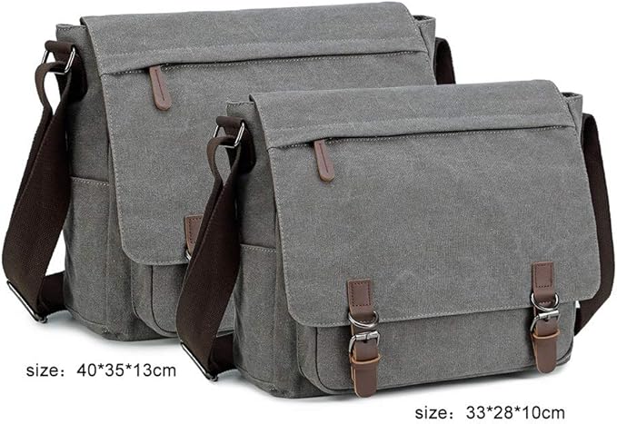 Messenger Bag for Men Retro, Canvas Satchel casual Briefcases Laptop Bag fit 13.3 15.6 Inch