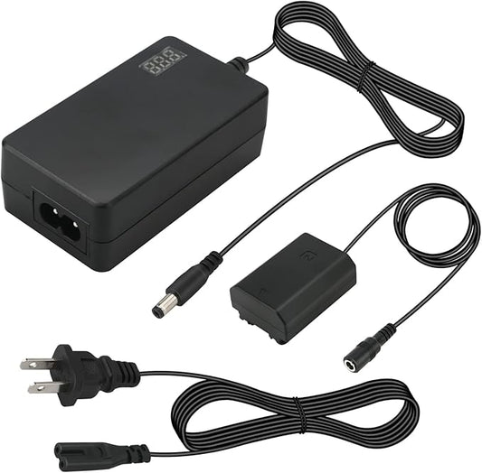 NP-FZ100 AC Power Adapter NPFZ100 Dummy Battery Power Supply Kit for Sony Alpha ZV-E1 A6600 A7III A7SIII A7IV A9 A9R A9S A7C A1 FX3 A7R3 A7R IV Cameras, Voltage Display