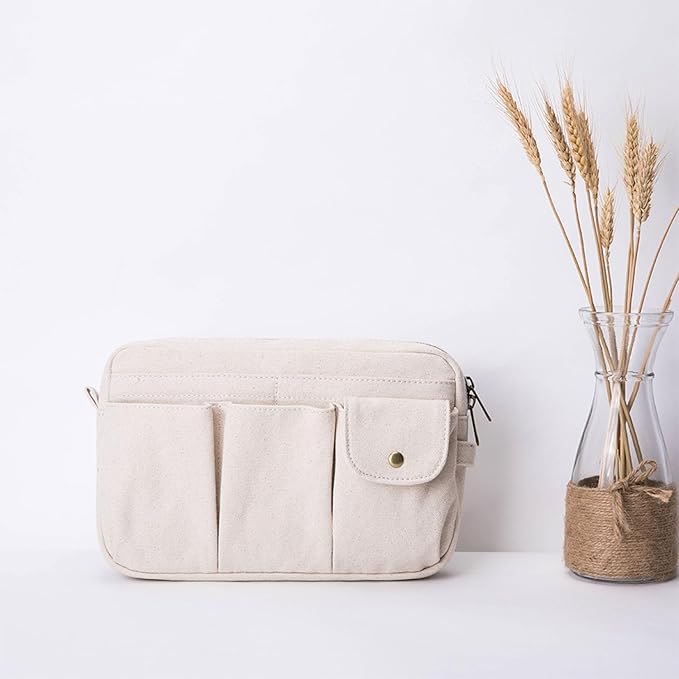 Storage Bag-arge Cosmetic Bag for Women, Travel Makeup Bag, Zip Up Bag, Cute Makeup Bag - Pure Cotton Canvas - Can be Suspended - Perfect Storage for Cosmetics