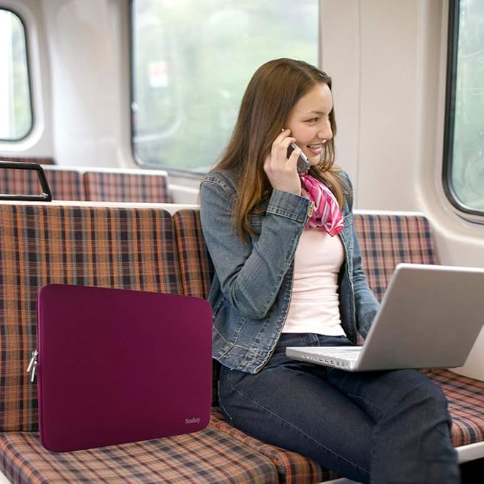 Laptop Sleeve,13-13.3 Inch Resistant Neoprene Laptop Sleeve/Notebook Computer Pocket Case/Tablet Briefcase Carrying Bag Compatible with MacBook Pro,MacBook Air,Notebook Computer-(Wine Red)