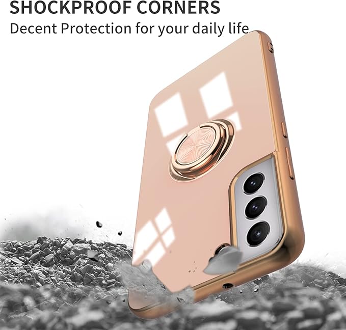 Tnarru Compatible for Samsung Galaxy S22 Plus Case with Ring Holder Kickstand [with Magnetic] Soft TPU Shockproof Electroplated Protective Phone Case for Galaxy S22+ 5G Pink