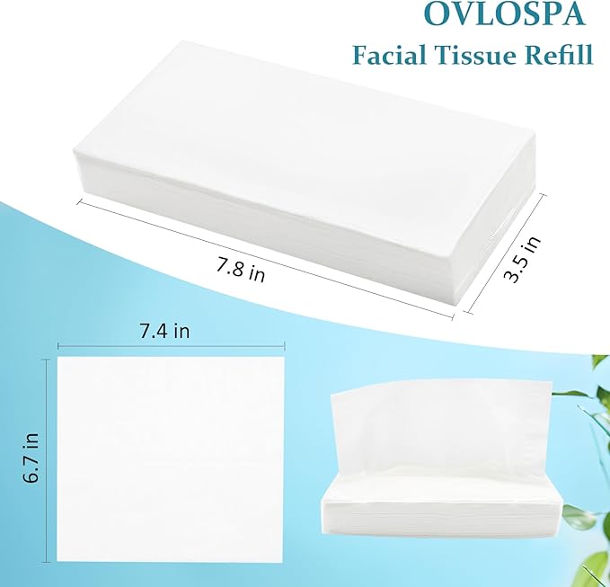 Facial Tissue Refill - 30 Packs, 100 Per Pack, 3000 Total for Tissue Box Holder. Soft Tissues Bulk for Home Office Car Restaurant Hotel
