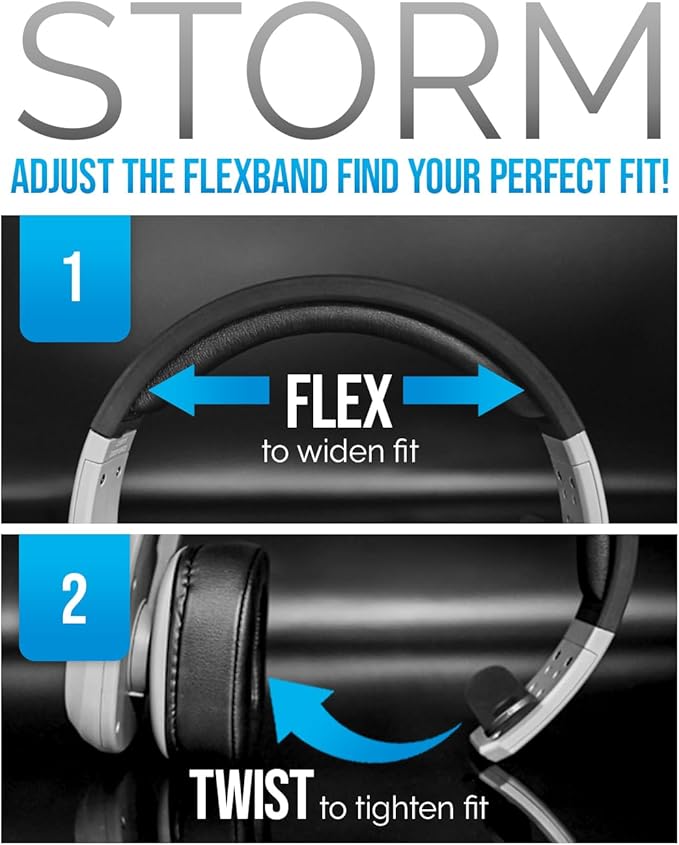 Blue Tiger Storm Gray - Premium Trucker Bluetooth Headset - Wireless Noise Canceling Mono Headset with Mic - High-Fidelity Sound, 30-Hour Talk Time, USB-C Charging - for Truck Drivers, Bluetooth 5.0