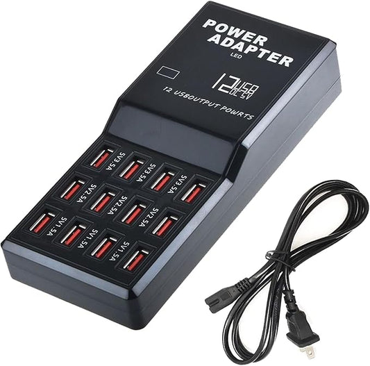 MaxLax USB Charger Station,12-Port 60W Multiple USB Charging Station,Multi Ports Charger Charging for Smartphones，Tablets，and Other Devices.