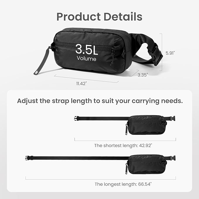 tomtoc 3.5L Sling Bag with RFID Blocking, Crossbody Bag Chest Shoulder Pack for Men and Women, Water-resistant Lightweight Casual Waist Fanny Pack for Travel/Daily Use