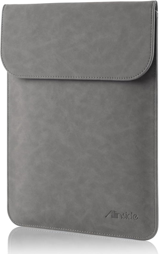 Allinside 13 inch Laptop Sleeve Case for with MacBook Air 13 2018–2025 (M2 A2681 M3 A3113 M4 A3240)/MacBook Pro 13 2016–2022 (A2251 A2289 A2338 M1 M2), PU Suede Leather Laptop Case Cover, Gray