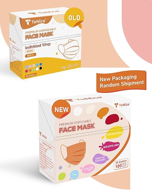Face Masks Disposable 100 Pack, 4 Ply ASTM Level 3 Medical Grade, Breathable for Adult Outdoor Protection, Individually Wrapped for Home, School & Office, Sunset Boulevard