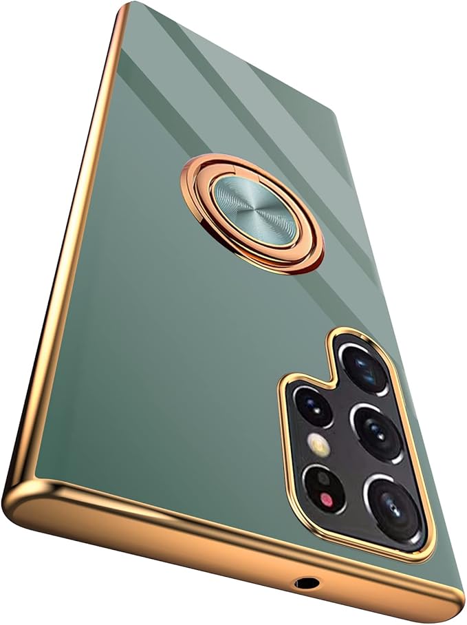 Tnarru Compatible for Samsung Galaxy S22 Ultra Case with Ring Holder Kickstand [with Magnetic] Soft TPU Shockproof Electroplated Protective Phone Case for Galaxy S22 Ultra 5G Grey