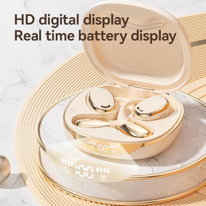 AI Translation Bluetooth On-Ear Headphones, LED Display, Noise-canceling Sports Headphones, AI OWS Earbuds Earring Style