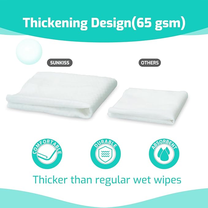 SUNKISS Trustplus Wet Wipes for Adult No Rinse, Extra Large 8”x12” Body Cleaning Washcloths for Elderly Incontinence & Cleansing, Unscented, 800 Count (16 Packs of 50)