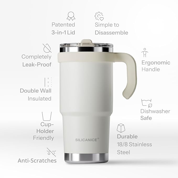 Easy Clean Pro Tumbler-24 oz Water Bottle with Handle Quick-Disassemble Flip Straw, Leakproof Insulated Stainless Steel Dishwasher Safe, BPA-Free Gifts for Kids