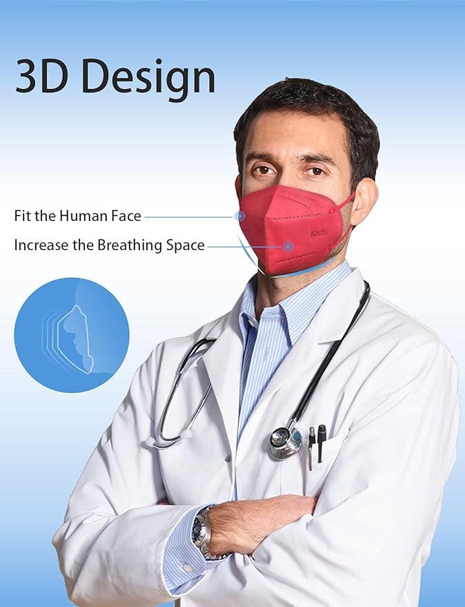 HUHETA 50 PCs KN95 Face Mask, 5-Layer Face Mask Filter Efficiency≥95%