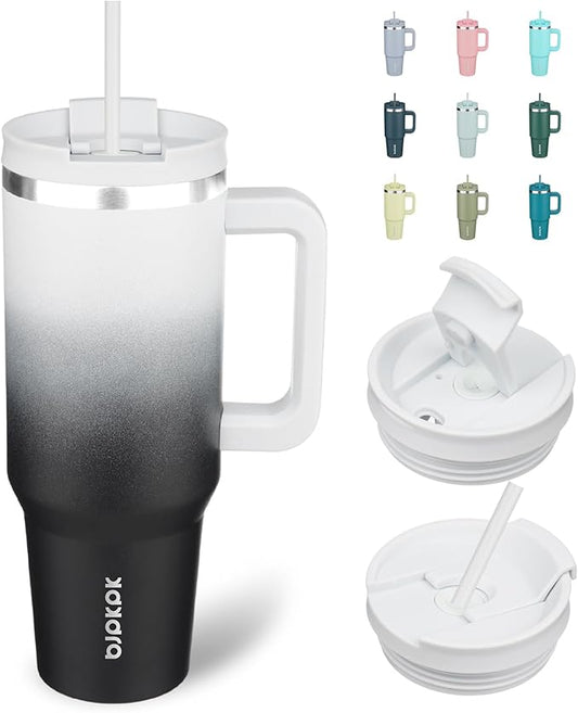 BJPKPK Insulated Tumblers With Handle And Straw 40 oz Stainless Steel Tumbler Cups With Lid,Day And Night