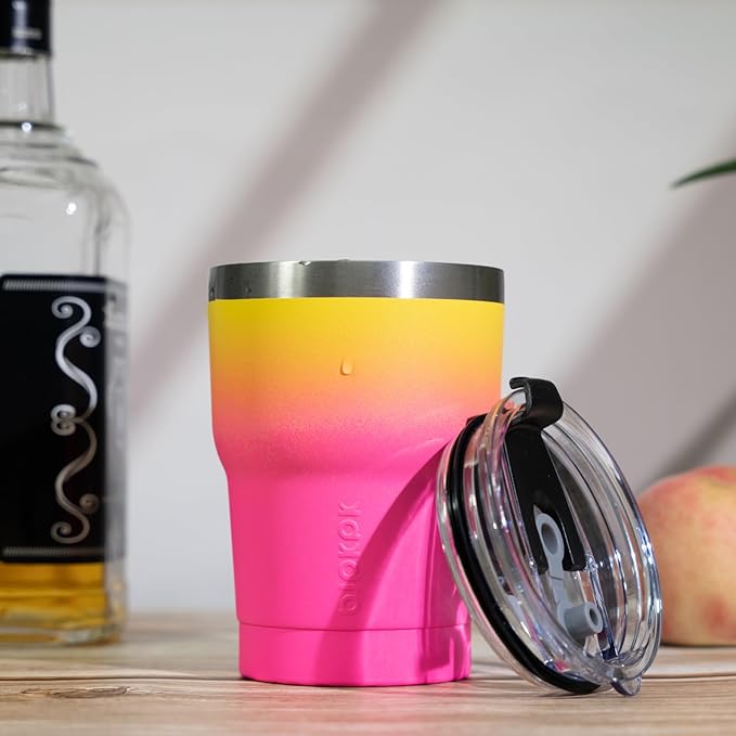 BJPKPK 10 oz Tumbler With Handle And Straw Stainless Steel Travel Mug Insulated Tumbler Cups With Lids,Pink Yellow Rose