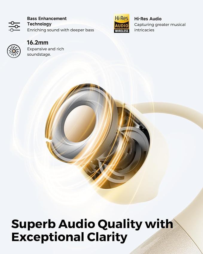 SoundPEATS Open Ear Headphones Over Ear Buds, Upgraded Gofree2 Bluetooth V5.3 Stereo Earbuds with Bass Boost, 35Hrs Sports Earphones with Earhooks, IPX5 Waterproof Headsets for Workouts,Stable Comfort