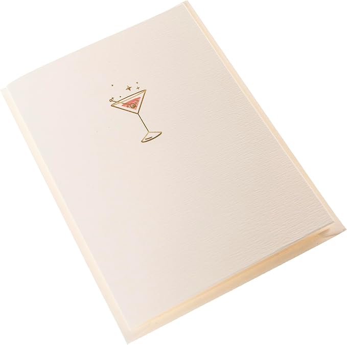 Graphique Pink Martini Cards, Pack of 10 Cards with Envelopes, All Occasion Greetings, Blank Inside, Gold Foil Embossing, La Petite Press Collection Boxed Set, 3.25" x 4.75"