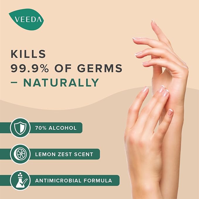 Veeda Scented Hand Sanitizer with Lemon Zest Scent - Moisturizing Clear Gel with Vitamin E & Antimicrobial Formula- Contains 70% Ethyl Alcohol - Hand Sanitizer Travel Size, Made in USA (2 x 8 oz. fl)