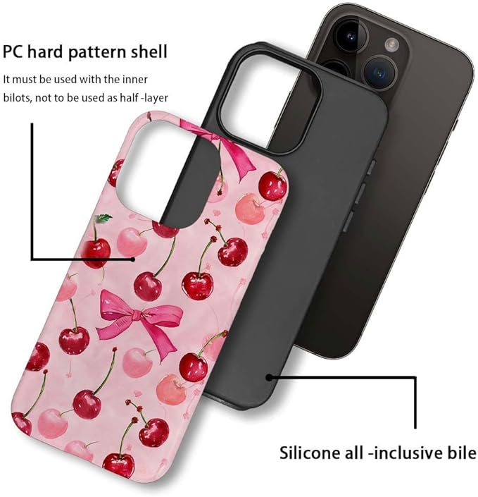 DAIZAG Case Compatible with for iPhone 11 Pro Max,Cherry Pink Bow Ribbon Phone Case for iPhone 11 Pro Max for Girl Women Boy Men