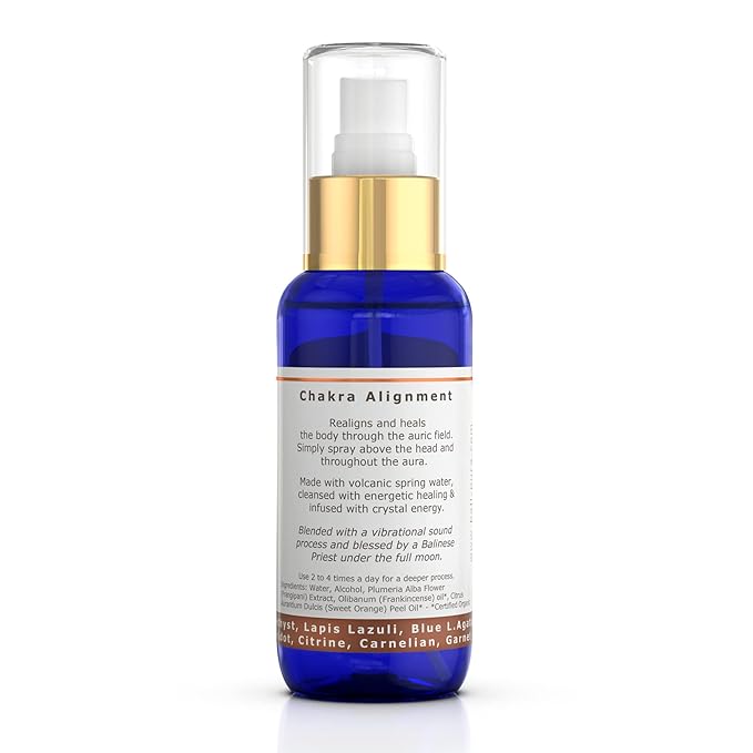 BALIPURA - 7 Chakra Aura Crystal Mist Spray with Frankincense, Sweet Orange, and Frangipani - Energy Cleansing and Spiritual Harmony