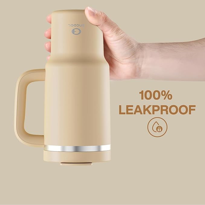 32 oz Tumbler with Handle and Straw: Stainless Steel Insulated Tumbler Keeps Cold for 24 Hours, Leakproof Travel Cup Fits in Cup Holder and BPA-Free, Indian Khaki