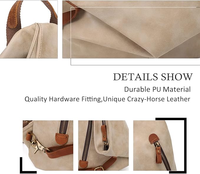 KL928 PU Leather Vintage Backpack – Large Casual Daypack Outdoor Travel Rucksack Hiking Backpacks for Men Women