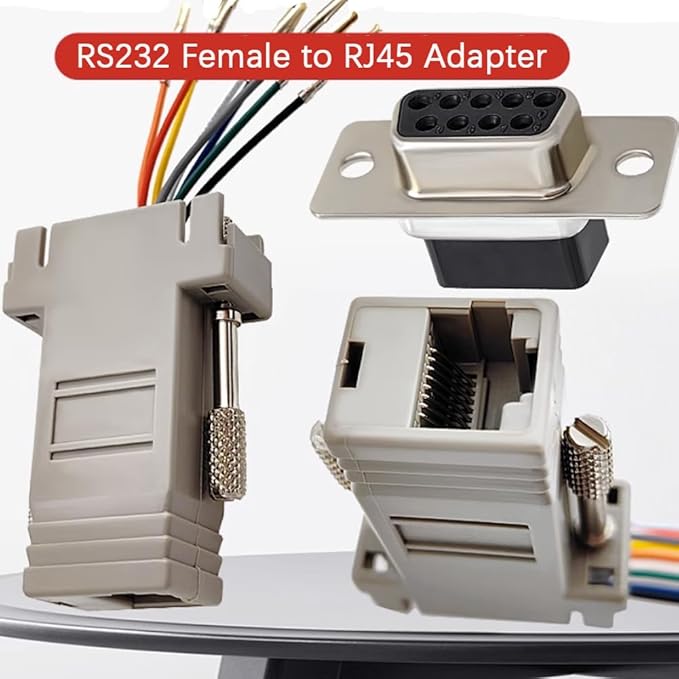 10PCS DB9 Female Ethernet Adapter, 9 Pin Serial Port Female to RJ45 Ethernet LAN Extend Modular Converter, F/F