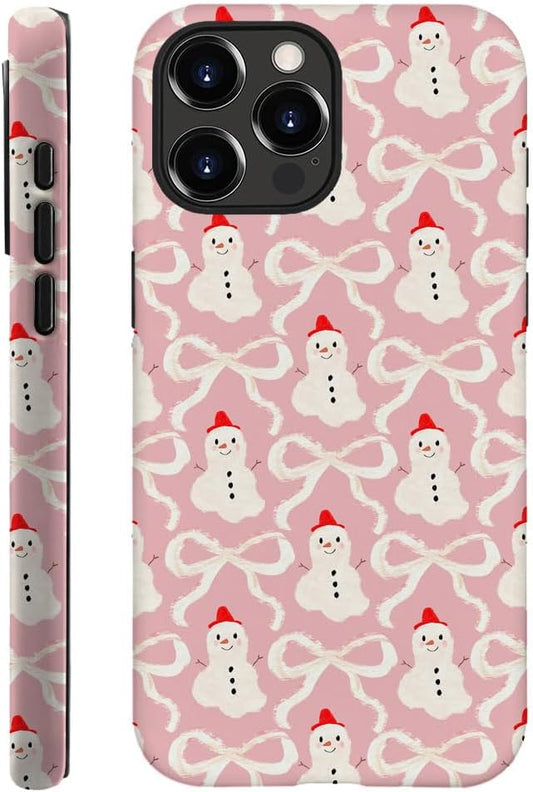 DAIZAG Case Compatible with for iPhone 11 Pro,Christmas Snowman Pink Bow Phone Case for iPhone 11 Pro for Girl Women Boy Men