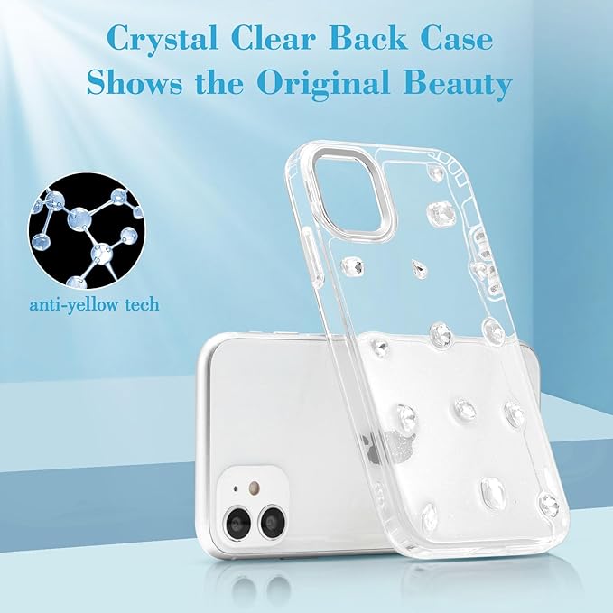 EYZUTAK Case for iPhone 11, Bling Glitter 3D Diamond Phone Case Cute Sparkly Crystal Clear Aesthetic Design Case Slim Soft Durable TPU Transparent Protective Cover for Women Girls - Crystal