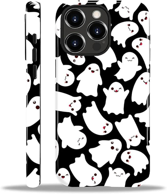 Case for iPhone 15 Pro Max Case,Halloween Ghosts Bats Design - Hybrid Dual Protection Silicone + Hard PC Shockproof Full Body Cover Slim Anti-Scratch Protective Case for Men Women