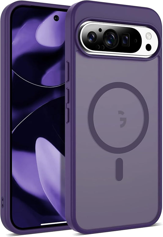 Compatible with Google Pixel 9 Pro XL Case with Magnetic [Compatible with Mag-Safe][Military Grade Drop Protection] Slim Translucent Matte Phone Case with Anti-Fingerprint Tech, Purple