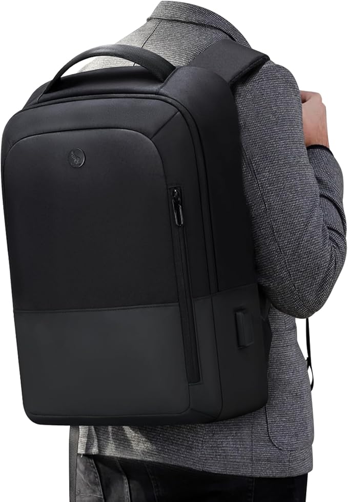 OIWAS Mens Backpack for Work Waterproof Laptop Backpack Computer Backpack with USB Charging Port Lightweight Back Pack Daypack Fit 15.6 Inch Laptop and Notebook, Black