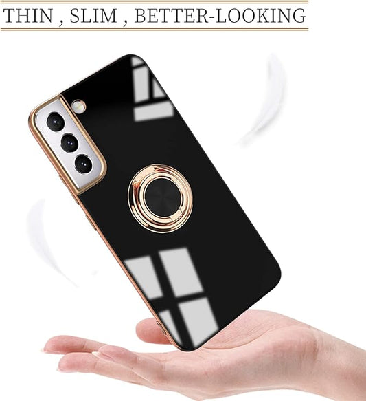 Tnarru Compatible for Samsung Galaxy S22 Plus Case with Ring Holder Kickstand [with Magnetic] Soft TPU Shockproof Electroplated Protective Phone Case for Galaxy S22+ 5G Black