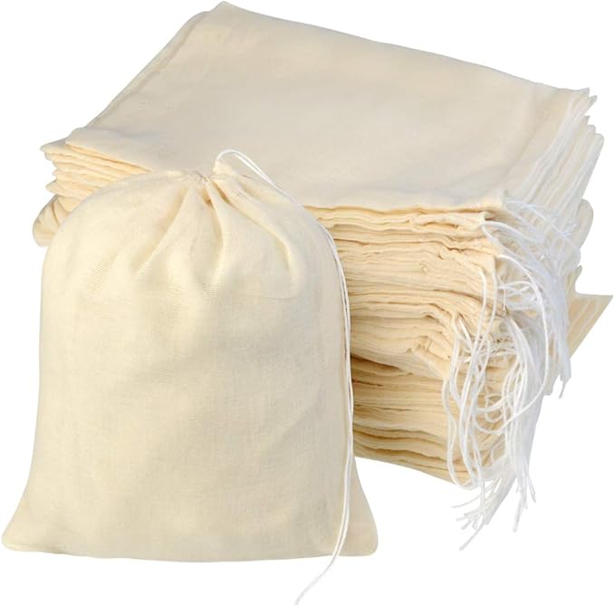 Tayfremn 100pcs Cotton Drawstring Bags, Reusable Muslin Bag Natural Cotton Bags with Drawstring Produce Bags Bulk Gift Bag Jewelry Pouch for Party Home Storage Wedding(6 by 7.9 inches)