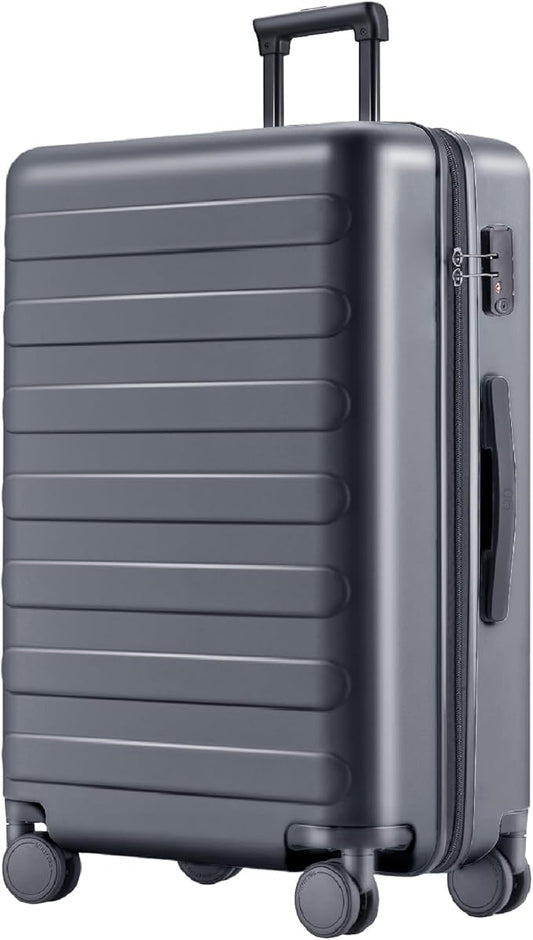 NINETYGO Large Checked Luggage 28 Inch, Checking In Luggage with Smooth Spinner Wheels, Lightweight, Hard Shell PC Suitcase, Lightweight Travel Luggage, TSA Approved (Grey, Rhine Basic)