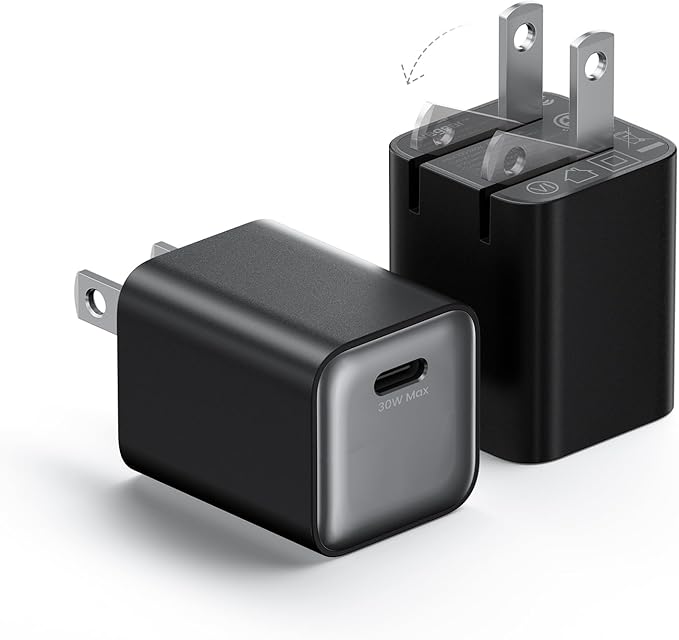 30W Compact Wall Charger, USB C Charger Block with GaN III Tech, PD3.0 PPS QC4.0 Fast Foldable Power Adapter for iPhone 16 15, Galaxy, Pixel, iPad, AirPods,MacBook Air