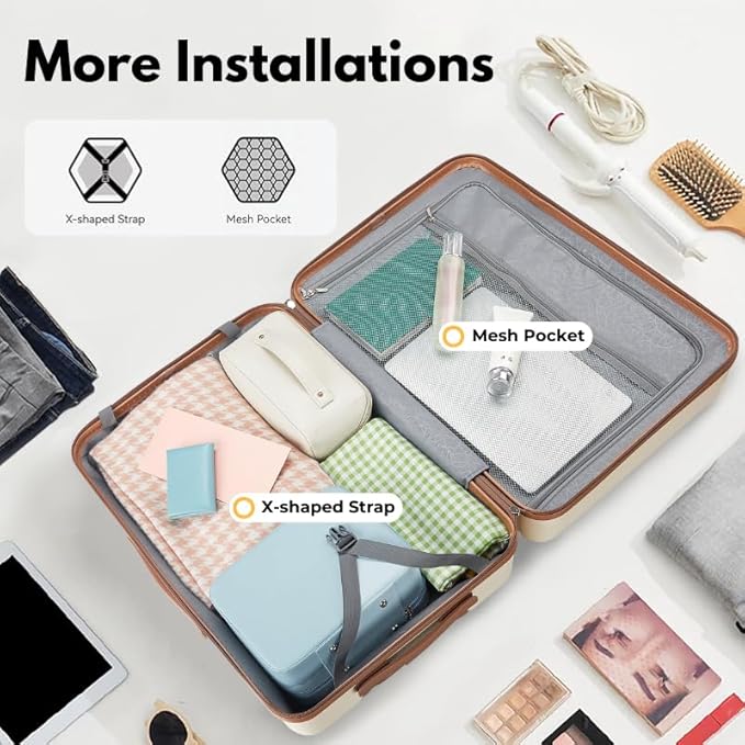 Luggage Sets 3 Piece with spinner wheels, PC+ABS Hard Shell Travel Luggage,Lightweight Carry-on suitcases with TSA Lock,YKK Zippers (Gray)