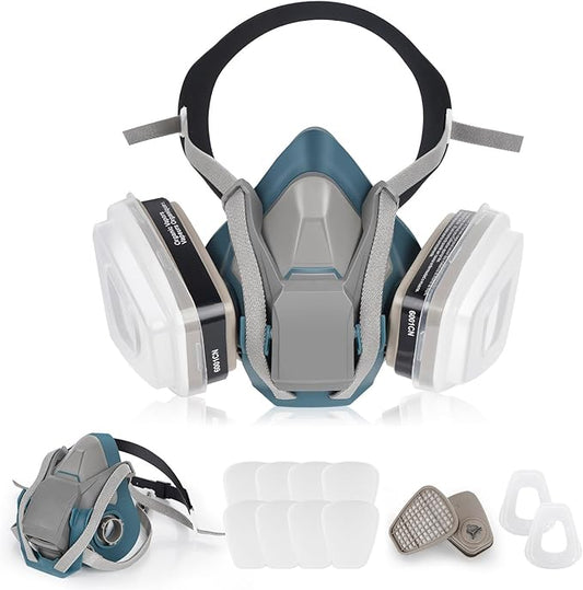 Reusable Respirator Mask with Filters 6001, Half Face Gas Mask For Chemical Spraying Painting Welding Construction