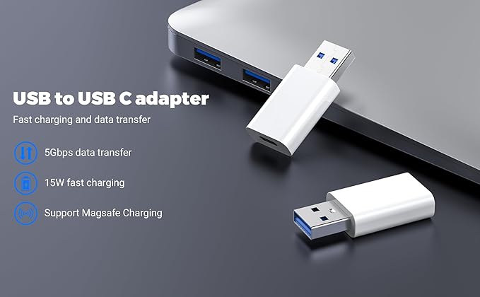 4Pack USB to USB C Adapter,Typec to USB Adapter Charger Cable Converter,OTG Charger Converter for iPhone 16/15/14/13/12 Pro Max Plus,iPad 9/10 Air 5 Mini 6,Car,Samsung S24 S23 S22 Plus Ultra etc.