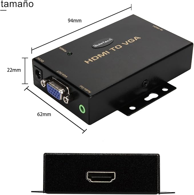 JideTech 1080P VGA to HDMI Converter with 3.5mm Audio Port for PC Laptop Display Computer Mac Projector