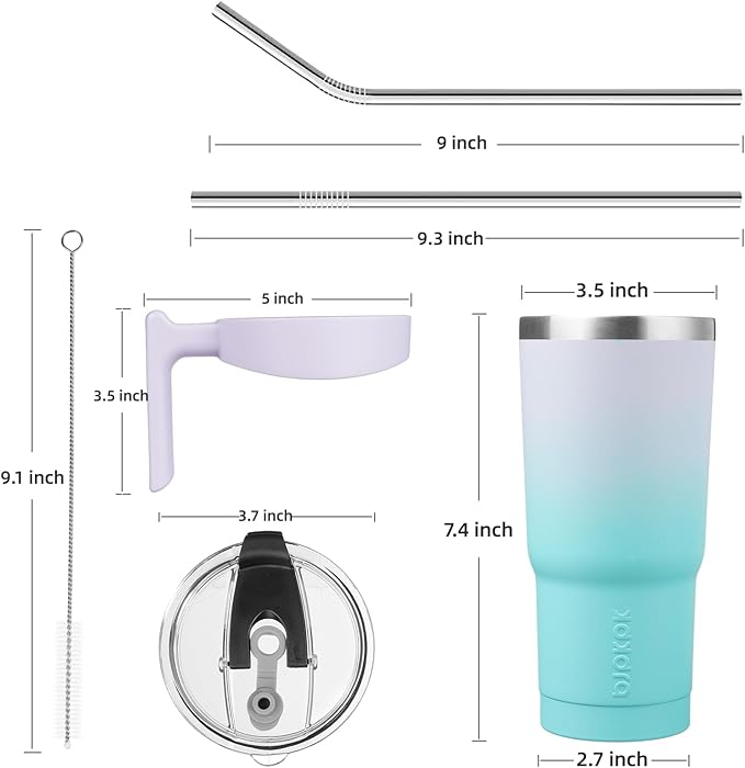 BJPKPK 20 oz Tumbler With Handle And Straw Stainless Steel Insulated Tumbler Cups For Water Or Ice Coffee,Lavender Green