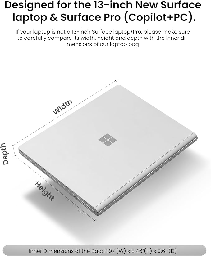 tomtoc 360 Protective Laptop Sleeve for 13-inch New Surface Pro 11th, Copilot+PC 2024, Surface Pro 10/9/8/X with Signature Keyboard/X Keyboard, Shockproof Water-Resistant Notebook Surface Case Bag