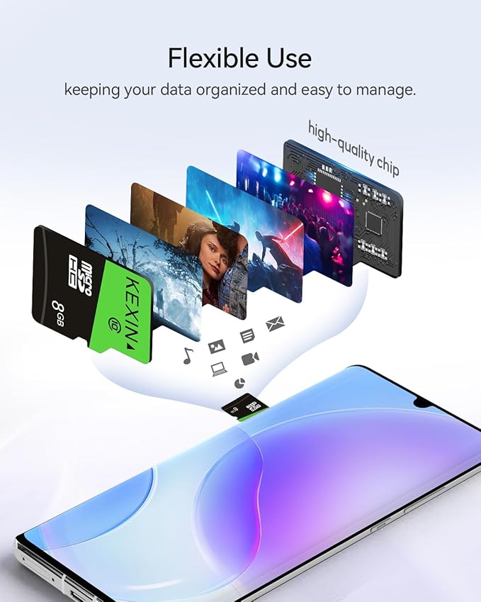 KEXIN 8GB Micro SD Cards Bulk with SD Adapter microSDHC Memory Card UHS-I C10 20Pack Micro SD Cards Multipack Full HD TF Card for Smartphone Tablet Dash Cam Drone 8G 20Pack