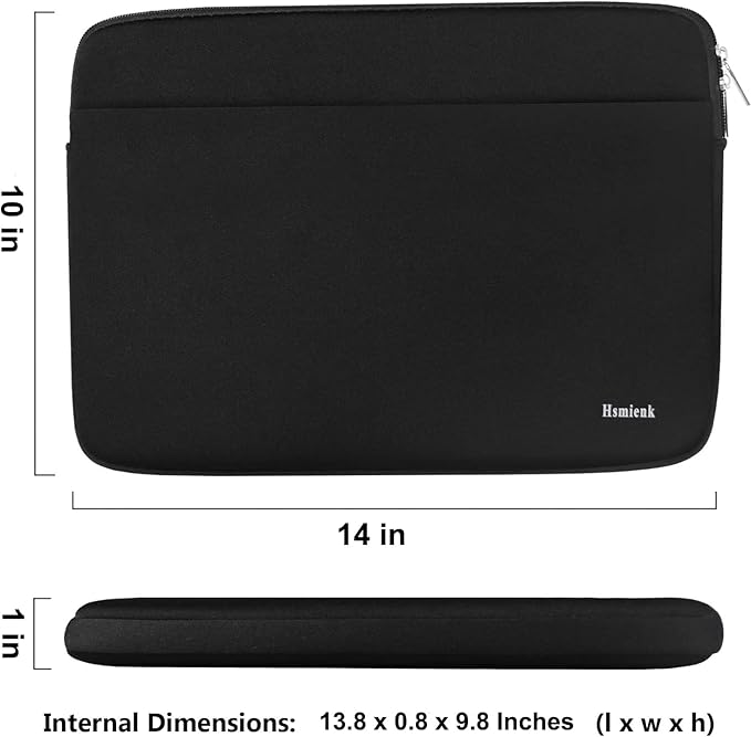 Laptop case 14 inch, Shockproof Protective Notebook Cover Bag with Accessory Pocket, Durable Carrying Laptop Sleeve Compatible for MacBook HP Lenovo Dell Asus Acer, Black