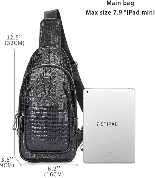 LUKZIJAES Genuine Leather Sling Bag for Men