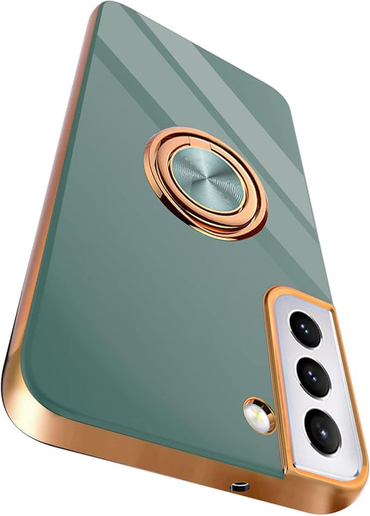 Tnarru Compatible for Samsung Galaxy S22 Case with Ring Holder Kickstand [with Magnetic] Soft TPU Shockproof Electroplated Protective Phone Case for Galaxy S22 5G Grey