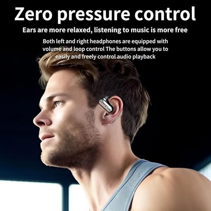 Open Ear Headphones Wireless Bluetooth 5.3 Earphones for Snug Fit, Ergonomic Ear Hook, Clear Calls, Wireless Earbuds, Digital Display Charging Case 40H Playtime Black