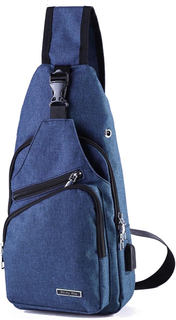 Seoky Rop Men Women Sling Backpack Anti Theft Crossbody Shoulder Chest Bag with USB Charging Port