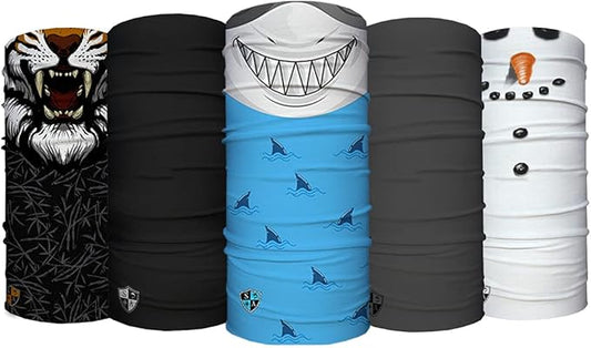 S A Company Kids' Face Shields UPF 30+, Breathable Multipurpose Neck Gaiters for Boys and Girls (Pack of 5)