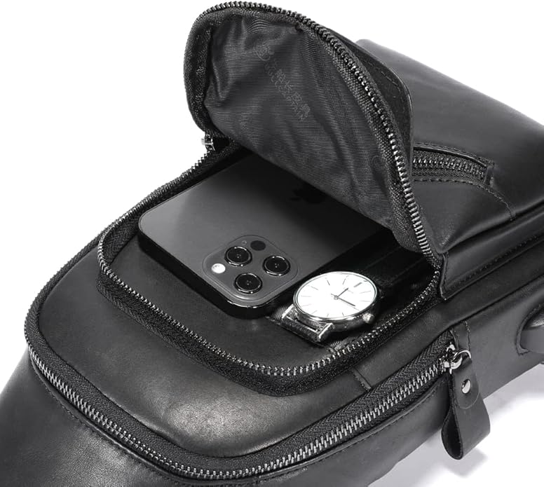 KPYWZER Vintage Leather Sling Bag Backpack for Men Crossbody Shoulder Chest Day Pack Backpacks