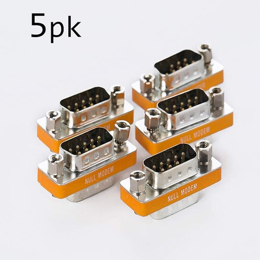 DB9 Null Modem Adapter Male to Male 5 Pack